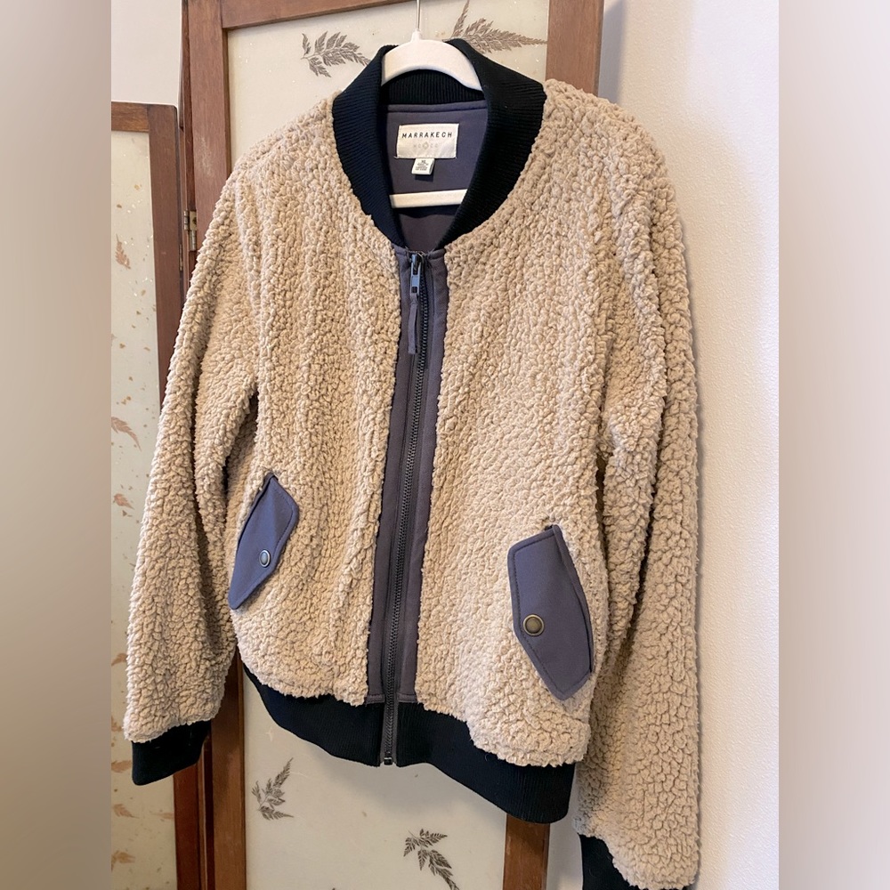 Anthropologie - Marrakech Soft Sherpa Bomber Jacket XL